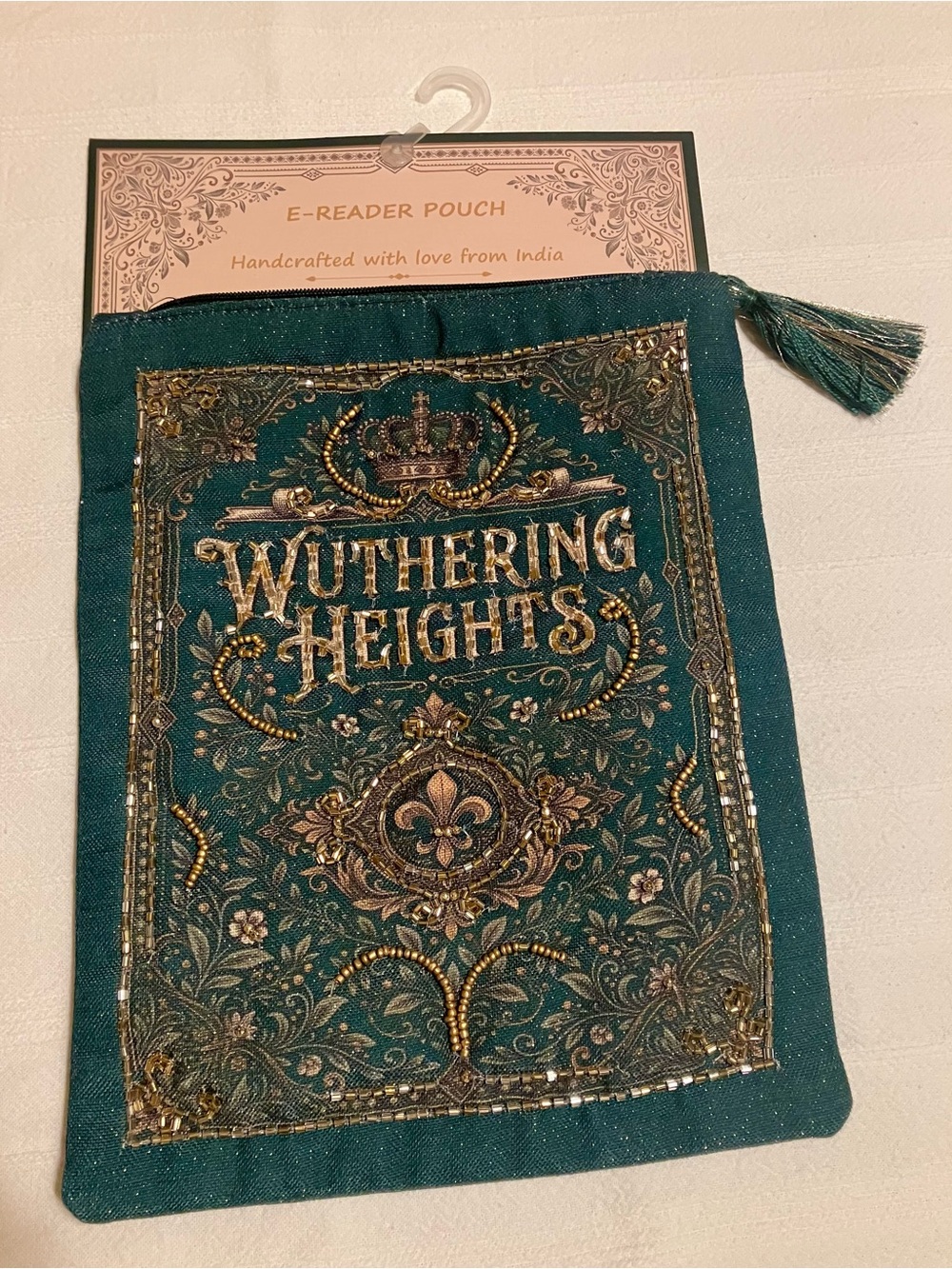 Handcrafted with Love from India Wuthering Heights beaded e-reader pouch